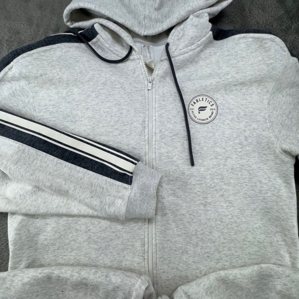 Fabletics Light Grey Heathered Full Zip Hoodie‎ Sweatshirt Jogger Pants Womens L - Picture 4 of 16